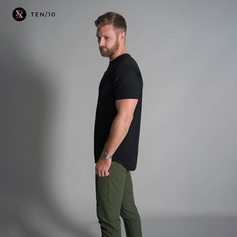 Ten10 Apparel Men's Premium Henley Curved Hem, Crew Neck Short Sleeve T-Shirt, Velura Blend in Saudi Arabia