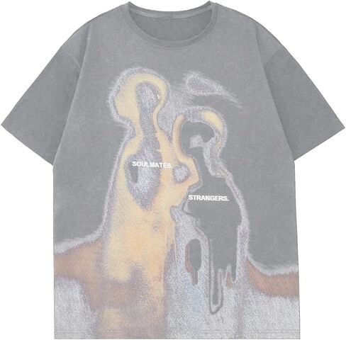 QJQ Men's Oversized Graphic T Shirts Short Sleeve Crewneck Tees Casual Summer Vintage Streetwear Tops in Saudi Arabia