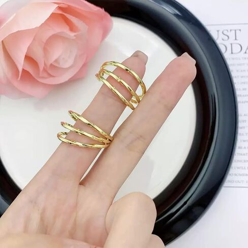 6 Pairs Gold Hoop Earrings for Women, Hypoallergenic Twisted Statement Earrings, Fashion Large Pearls - Beautifully Decorated for Birthday Parties（Style 2） in Saudi Arabia