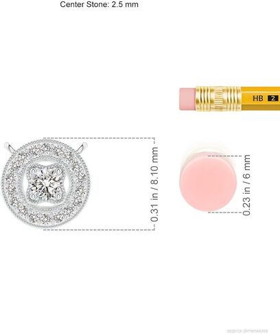 Angara Natural Diamond Pendant for Women | Vintage Style Diamond Halo Pendant with Milgrain Detailing in 14K Solid Gold/Silver/Platinum | April Birthday, Anniversary, Gemstone Jewellery Gift in Saudi Arabia