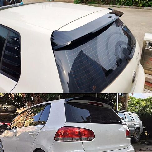 نافذة خلفية سقف سبويلر حاجب الباب الخلفي مناسب لسيارة Volkswagen VW Golf MK6 Hatchback 2010-2014 Stdrd/TDI/w/Conv ملحقات خارجية للشفاه (أسود لامع) in Saudi Arabia