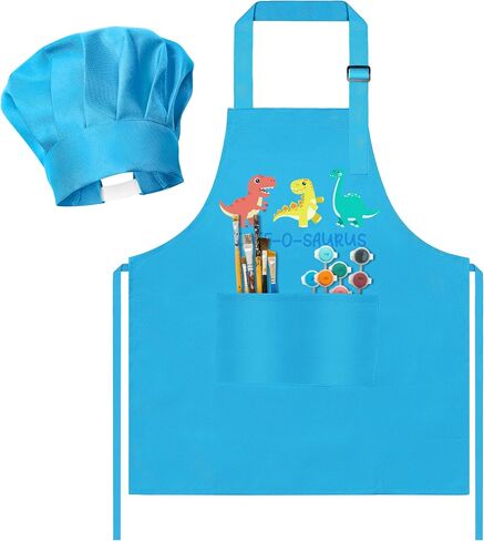 R HORSE 2Pcs Christmas Kid Apron and Chef Hat Set, Xmas Red Adjustable Children Red Kitchen Apron, Dress up Role Play Chef Toy Cooking Baking Painting Training Kits for Kids Birthday Christmas Gift in Kuwait
