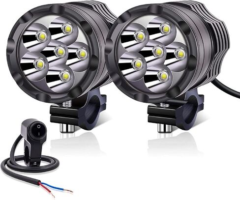 Motorcycle Led Spot Lights 12V 24V Foglights, Universal 60W Motorcycle Auxiliary Led Driving Lights 2PCS White DRL Lights with Waterproof Switch for Motorbike ATV SUV Truck Car Boat in Kuwait