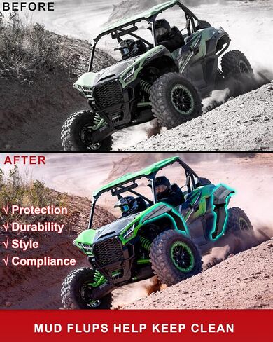 XXL Fender Flares for Kawasaki Teryx KRX 1000 2020-2025 Accessories, Front Rear Heavy-Duty Combined Extended Mud Flaps Extension Mud Guards for Kawasaki Teryx KRX 1000, Replace #99994-1324 in Saudi Arabia
