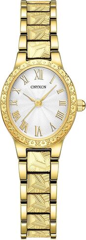 Vintage Gold Watches for Women with Oval Case,Roman Numeral Dial,Golden Tone Bracelet Strap,Water Resistant,Includes Tools in Kuwait