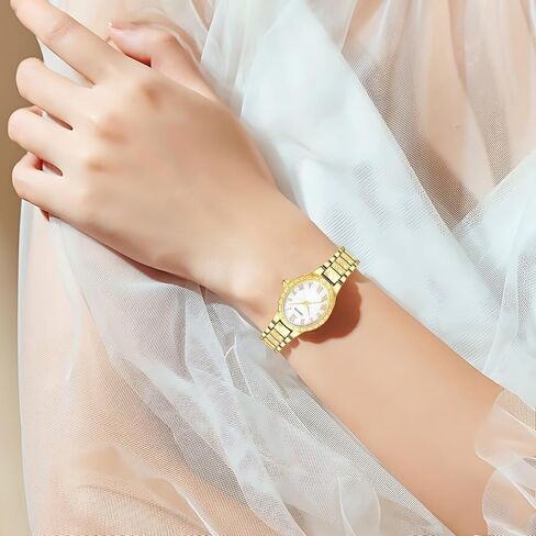 Vintage Gold Watches for Women with Oval Case,Roman Numeral Dial,Golden Tone Bracelet Strap,Water Resistant,Includes Tools in Kuwait