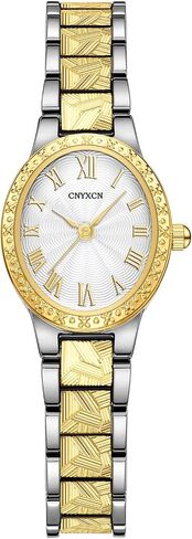 Vintage Gold Watches for Women with Oval Case,Roman Numeral Dial,Golden Tone Bracelet Strap,Water Resistant,Includes Tools in Kuwait