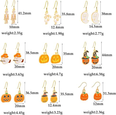 6-20 Pairs Halloween Stud Earrings Sets Spider Web Pumpkin Ghost Drop earrings Bat Cat Witch Stud Earrings Set Halloween Jewelry for Women in Saudi Arabia
