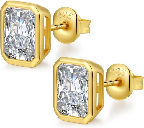 Sterling Silver Marquise Diamond Stud Earrings for Women Men 18K Gold Plated Large Size Horse Eyes Shape CZ Posts Dainty Friction Back Stud Earring in Saudi Arabia