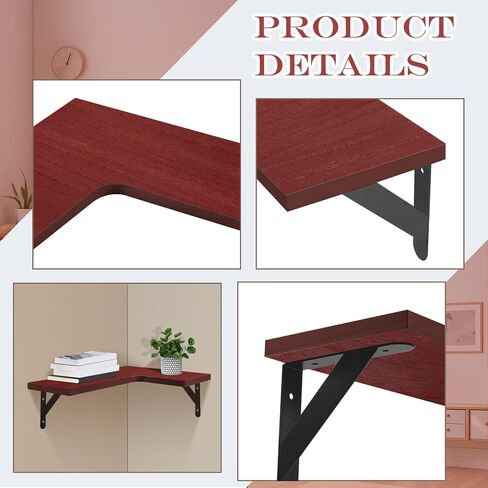 Corner Floating Shelves Set of 4,Corner Wall Shelves,Rustic Wood Wall Mounted Shelf for Home Decor, Living Room, Bedroom, Kitchen, Bathroom,Office(Brown,15.9 x 11.4 inch) in Saudi Arabia
