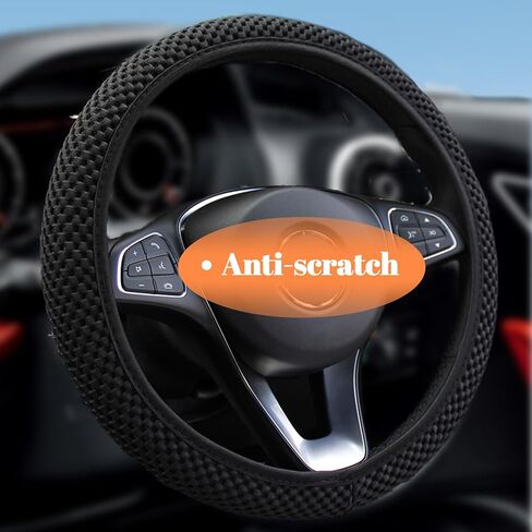 Black 15" Steering Wheel Cover Anti-Slip Microfiber Breathable in Saudi Arabia