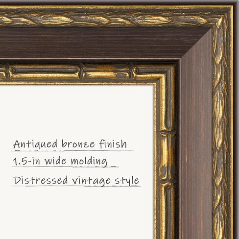 إطار صورة ذهبي مقاس 5x5 - ذهبي عتيق - إطار مزخرف عتيق مقاس 5x5 مع زجاج مقسّى وقالب عريض مقاس 1.5 بوصة - عرض 5 × 5 صور، مطبوعات فنية على سطح الطاولة أو الحائط، أسود، فردي in Kuwait