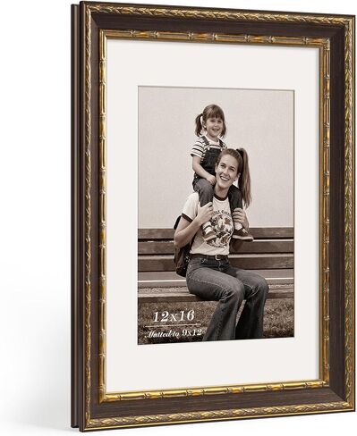 إطار صورة ذهبي مقاس 5x5 - ذهبي عتيق - إطار مزخرف عتيق مقاس 5x5 مع زجاج مقسّى وقالب عريض مقاس 1.5 بوصة - عرض 5 × 5 صور، مطبوعات فنية على سطح الطاولة أو الحائط، أسود، فردي in Kuwait