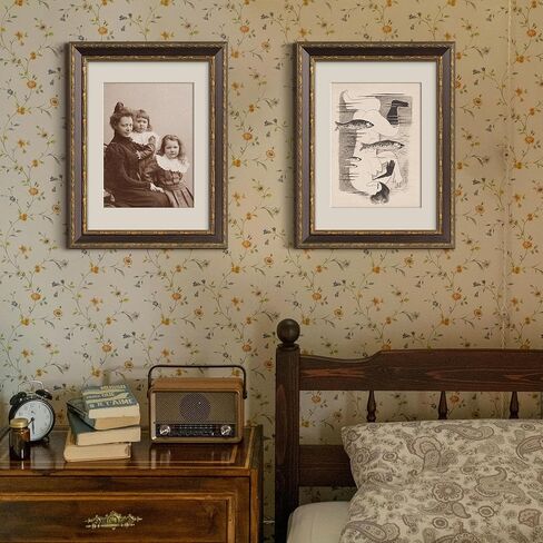 إطار صورة ذهبي مقاس 5x5 - ذهبي عتيق - إطار مزخرف عتيق مقاس 5x5 مع زجاج مقسّى وقالب عريض مقاس 1.5 بوصة - عرض 5 × 5 صور، مطبوعات فنية على سطح الطاولة أو الحائط، أسود، فردي in Kuwait