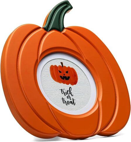 5x7 White Pumpkin Picture Frame for Halloween Fall Decor, Solid Wood with Real Glass, Display 5x7 Photo Matted to 4x6, Vertical Display Desk Tabletop or Wall Hanging in Saudi Arabia