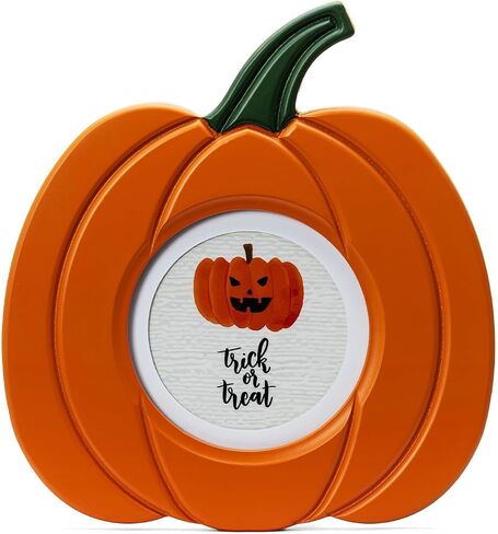 5x7 White Pumpkin Picture Frame for Halloween Fall Decor, Solid Wood with Real Glass, Display 5x7 Photo Matted to 4x6, Vertical Display Desk Tabletop or Wall Hanging in Saudi Arabia