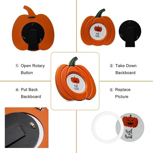 5x7 White Pumpkin Picture Frame for Halloween Fall Decor, Solid Wood with Real Glass, Display 5x7 Photo Matted to 4x6, Vertical Display Desk Tabletop or Wall Hanging in Saudi Arabia