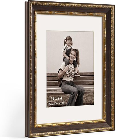 إطار صورة ذهبي مقاس 5x5 - ذهبي عتيق - إطار مزخرف عتيق مقاس 5x5 مع زجاج مقسّى وقالب عريض مقاس 1.5 بوصة - عرض 5 × 5 صور، مطبوعات فنية على سطح الطاولة أو الحائط، أسود، فردي in Kuwait