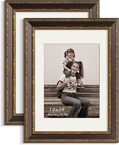 إطار صورة ذهبي مقاس 5x5 - ذهبي عتيق - إطار مزخرف عتيق مقاس 5x5 مع زجاج مقسّى وقالب عريض مقاس 1.5 بوصة - عرض 5 × 5 صور، مطبوعات فنية على سطح الطاولة أو الحائط، أسود، فردي in Kuwait