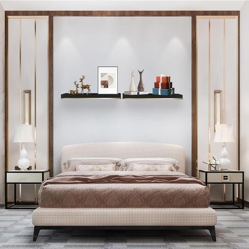 أرفف عائمة من خشب الصنوبر باللونين الأبيض والذهبي بسمك 1.78 بوصة مقاس 25 × 7.9 بوصة مع دعامة شديدة التحمل مقاس 1/5 بوصة، وأرفف بيضاء وذهبية مع شريط تقليم من الفولاذ المقاوم للصدأ، وأرفف ذهبية للجدار، ومجموعة غرفة نوم مكونة من 2 in Kuwait