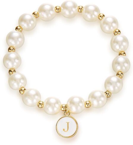 Pearl Initial Bracelet for Women Trendy Charm Letter A-Z Dainty Gold Letter Pearl Beaded Bracelet Bridesmaid Proposal Wedding Bride Party Bridal Birthday Jewelry in Saudi Arabia