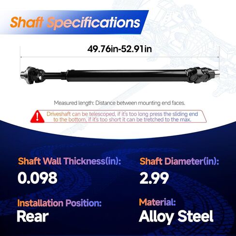 52123913AA Rear Drive Shaft Prop Shaft Driveshaft Assembly Fit for Jeep Wrangler JK 4 doors 2007-2018 fits a 0-4 inch Lift Kit in Saudi Arabia