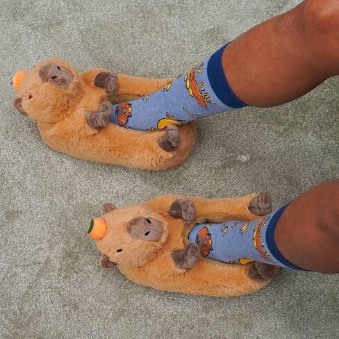 ooohyeah Women’s Funny Fuzzy Animal Slippers, Cute Capybara Cozy Non-Slip House Slippers for Women, Mabel, Size 9-10 in Kuwait