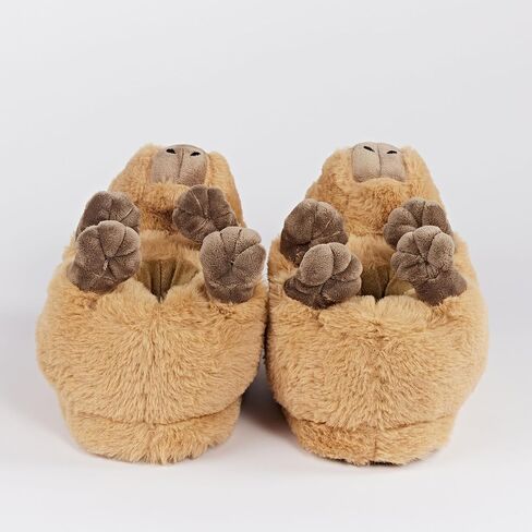ooohyeah Women’s Funny Fuzzy Animal Slippers, Cute Capybara Cozy Non-Slip House Slippers for Women, Mabel, Size 9-10 in Kuwait