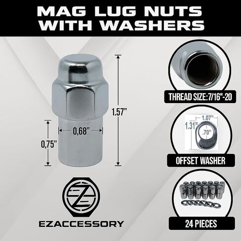 Cragar Standard Mag Lug Nut 7/16"-20 with Keystone Offset Washer Set of 24 Pcs in Saudi Arabia