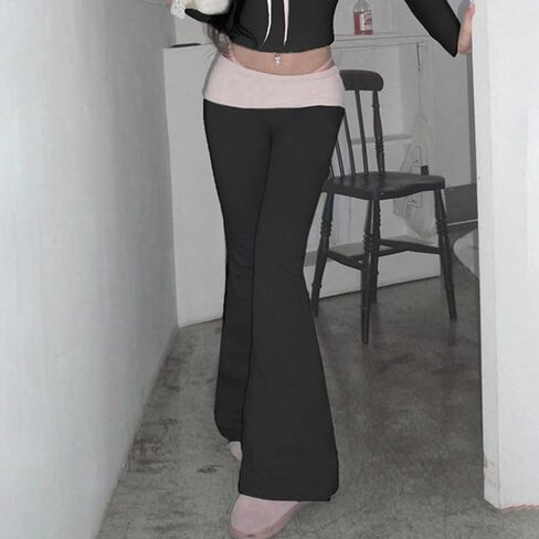 سروال نسائي Y2k قوطي برباط متوهج ملابس الشارع كاجوال ستار حجر الراين منخفض الارتفاع ديسكو سروال جرس قيعان in Kuwait