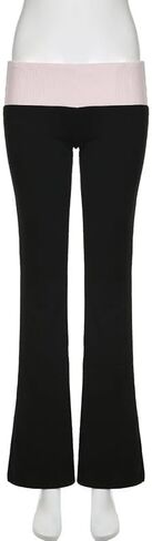 سروال نسائي Y2k قوطي برباط متوهج ملابس الشارع كاجوال ستار حجر الراين منخفض الارتفاع ديسكو سروال جرس قيعان in Kuwait