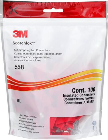 3M Electrical IDC 558-BULK، تشغيل وصنبور، مثبطات اللهب، أحمر، 22-16 AWG، (عبوة من 500) in Saudi Arabia