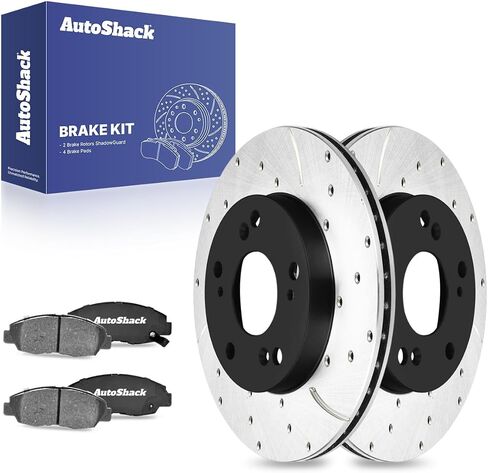 وسادات فرامل دوارة من السيراميك لدوارات الفرامل المحفورة والمشقوقة من AutoShack | بديل لسيارة هوندا سيفيك 2006-2011 1.8L FWD | المغلفة الإلكترونية | طقم فرامل 6 قطع | ShadowGuard in Saudi Arabia