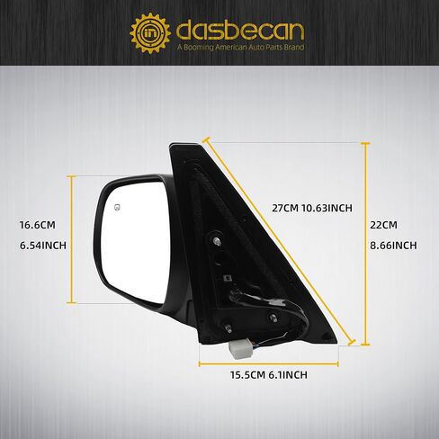 Dasbecan Right Passenger Side Mirror Compatible with 2010-2013 Toyota 4runner with Power Heated Glass, Manual Folding, Turn Signal, Puddle Light, Gloss White Cover Replace# TO1321263(9 Pins) in Saudi Arabia