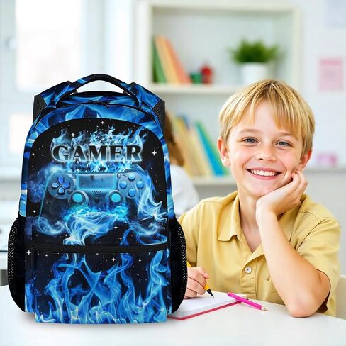 School Backpack for Kids - Gamer Boys Backpack for Elementary Middle School - 17Inch Gaming Bookbag for Kindergarten with Adjustable Strap in Saudi Arabia