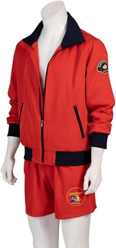 أزياء ديفيد هاسيلهوف التأثيرية للرجال ملابس الشاطئ سترة حمراء Baywatch Lifeguard ملابس الهالوين in Saudi Arabia