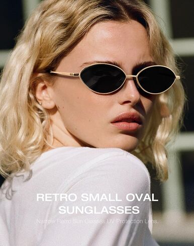 Retro Oval Sunglasses for Women Polarized UV Protection Trendy Vintage Small Sun Glasses Metal Frame in Saudi Arabia