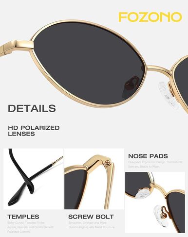 Retro Oval Sunglasses for Women Polarized UV Protection Trendy Vintage Small Sun Glasses Metal Frame in Saudi Arabia