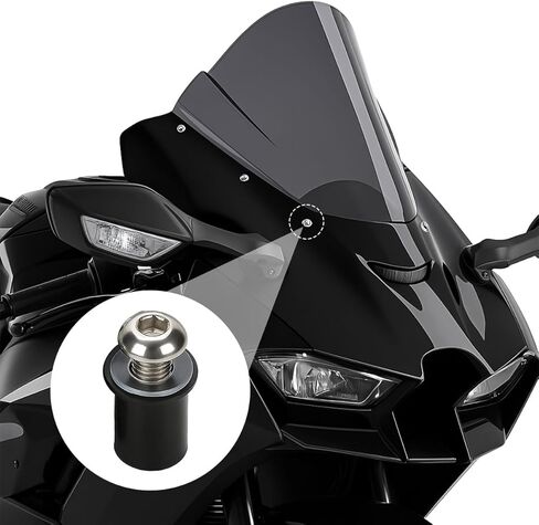 Motorcycle Windshield Bolt Screw Kit, 10PCS M5 x 16 Aluminum Alloy Windscreen Body Mounting Wellnut Bolt Set with Wrench, Motorbike Fairing Fastener Screws Nuts, Universal Fit (Black) in Kuwait