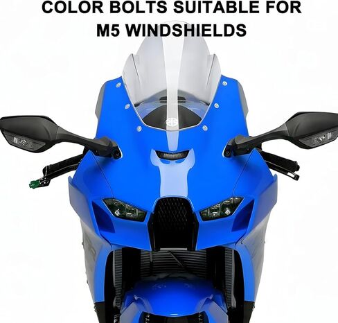 Motorcycle Windshield Bolt Screw Kit, 10PCS M5 x 16 Aluminum Alloy Windscreen Body Mounting Wellnut Bolt Set with Wrench, Motorbike Fairing Fastener Screws Nuts, Universal Fit (Black) in Kuwait