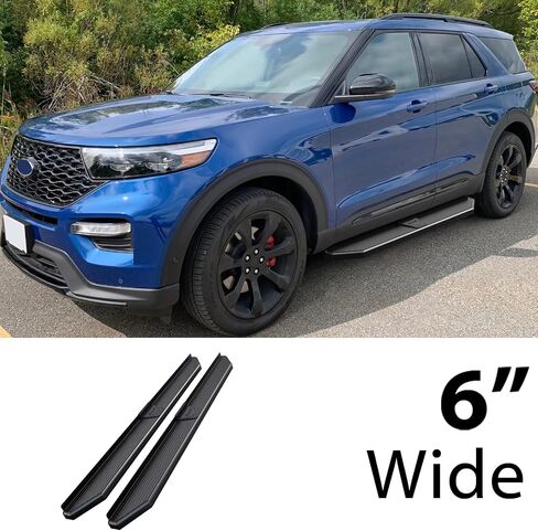 لوحة تشغيل HD Ridez ذات الطراز المسطح مقاس 6 بوصات باللون الأسود متوافقة مع Ford Explorer 2020-2025 Sport Utility 4 أبواب (خطوات جانبية وقضبان جانبية) in Saudi Arabia