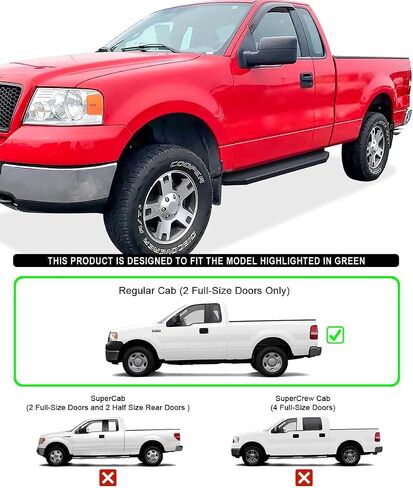 لوحة الجري HD Ridez مقاس 6 بوصات باللون الأسود متوافقة مع Ford F150 2004-2008 الكابينة العادية (باستثناء 04 Heritage) (قضبان جانبية لخطوات جانبية من Nerf) in Saudi Arabia