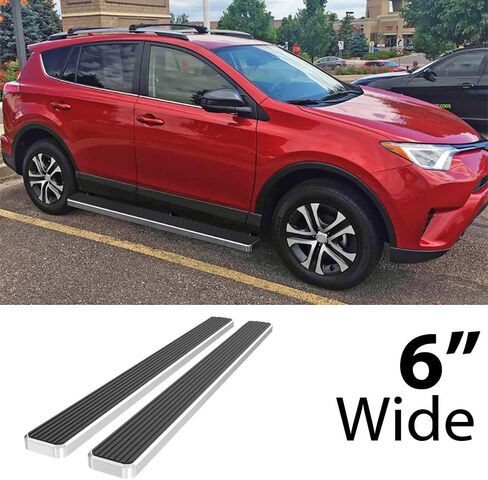 قضبان جانبية للوحة الجري HD Ridez مقاس 6 بوصات باللون الفضي متوافقة مع Toyota Rav4 2016-2018 (باستثناء حواف المغامرة 2018) (قضبان جانبية لخطوات جانبية من Nerf Bar) in Saudi Arabia