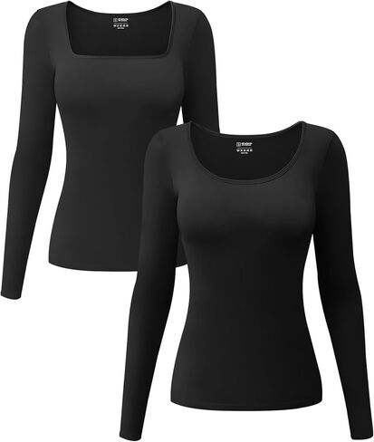 EUYZOU Long Sleeve Shapewear for Women Tummy Control Tops Square Neck Thermal Shirts Body Shaper Compression Top in Saudi Arabia