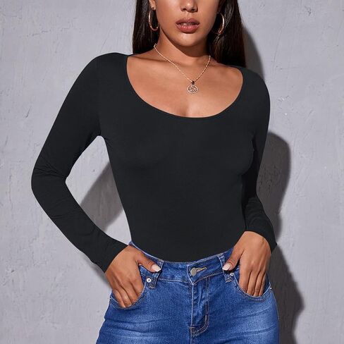 EUYZOU Long Sleeve Shapewear for Women Tummy Control Tops Square Neck Thermal Shirts Body Shaper Compression Top in Saudi Arabia