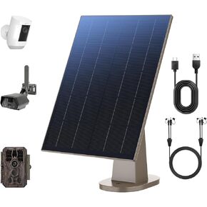 8W Solar Panel for Trail Camera with Build-in 72Wh Rechargeable Battery, Comes with 360°Adjustable Mounting, 6V/12V DC & USB-C Port for Outdoor Camera, Trail Camera, Type-C Device IP66 Waterproof in Kuwait