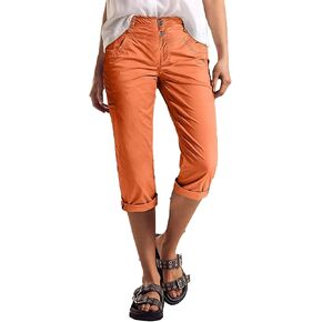 Flamingals Straight Leg Capris Pants for Women Mid Waist Casual Roll Hem Dual Button Pants in Kuwait