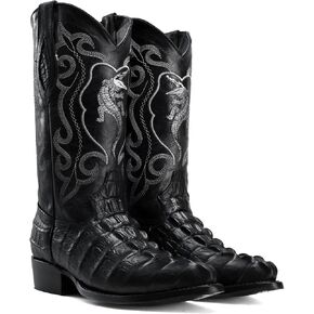 حذاء Joe Boots 904 كلاسيكي للرجال، حذاء غربي بطبعة كايمان غريبة، نعل جلدي من الجلد الأصلي على شكل حرف J in Kuwait