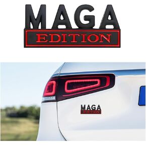 شعار السيارة MAGA Edition، ملصق معدني كامل مرتفع ثلاثي الأبعاد، ملصقات شخصية MAGA، لاصق قوي خارجي لتزيين جسم السيارة منقوش لسيارة شاحنة الدفع الرباعي (أسود وأحمر) in Kuwait