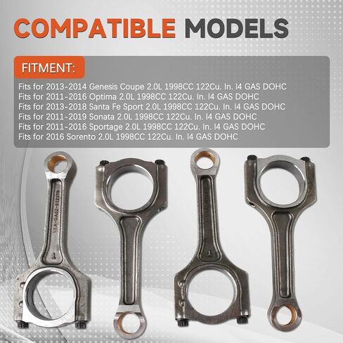 4pcs Connecting Rods 8217 12654958 Compatible with Buick Terrain LaCrosse 4 Cyl 2.4L 2010-2016 After-Market Parts 1 Year Warranty in Saudi Arabia